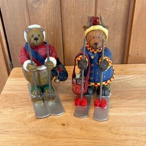 Set of Two Skiing Bears